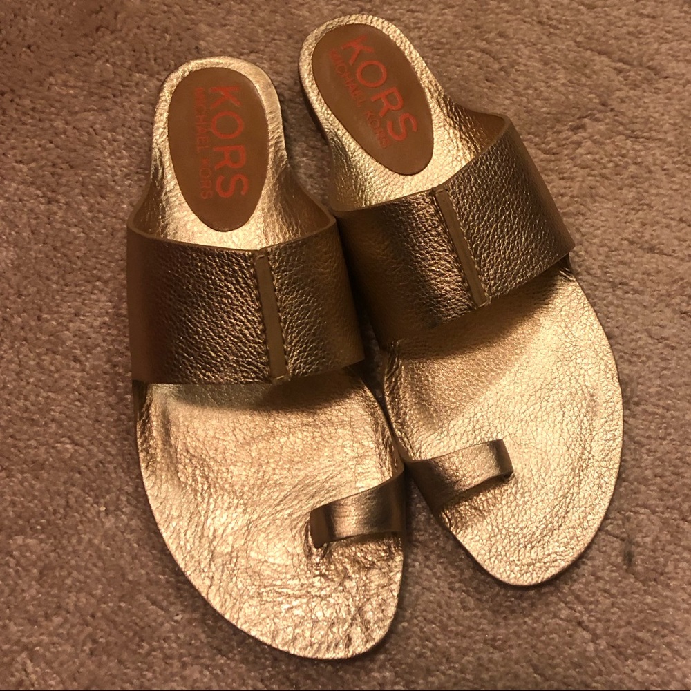 Gold Leather Sandals - Picture 2 of 3